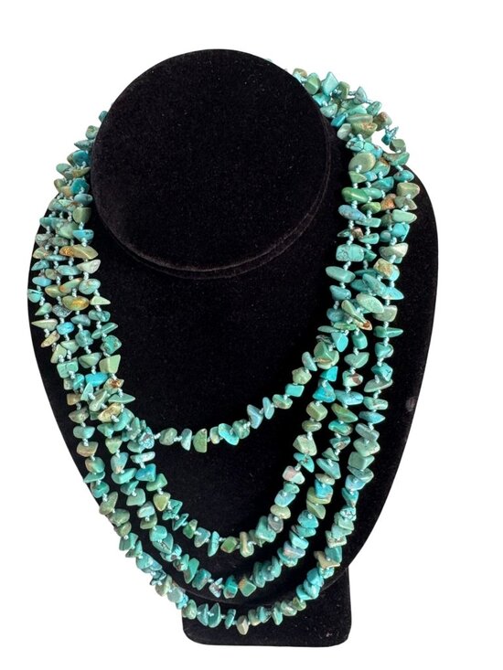 Sally C Treasures Jewelry - Sally C Treasures SX 925 Sterling Silver Turquoise Chip Necklace 82" Endless Wra